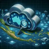 "Infographic illustrating new Kominfo regulations mandating security audits for foreign cloud service providers in Indonesia, with key points highlighted."